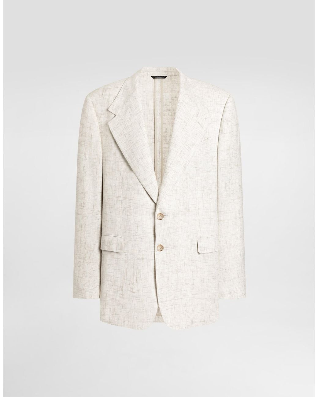 Dolce & Gabbana Natural Single-Breasted Tweed-Effect Linen And Viscose Jacket for men