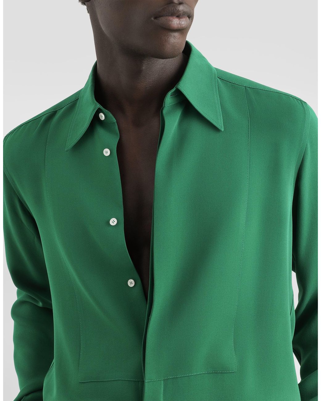 Dolce & Gabbana Green Crêpe De Chine Shirt for men