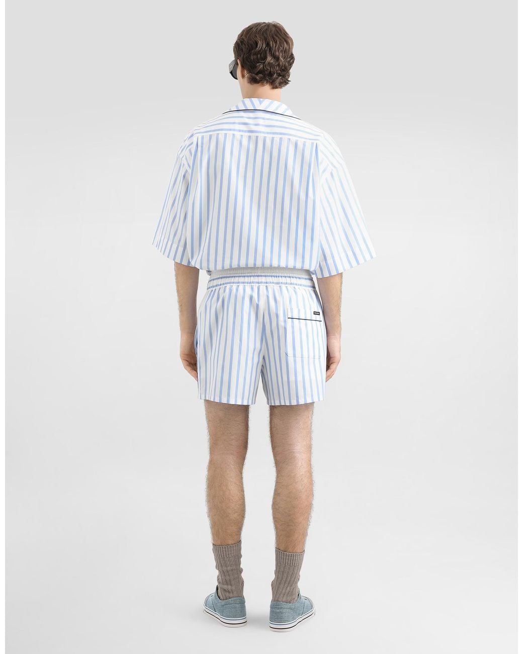Dolce & Gabbana Blue Striped Poplin Shirt for men