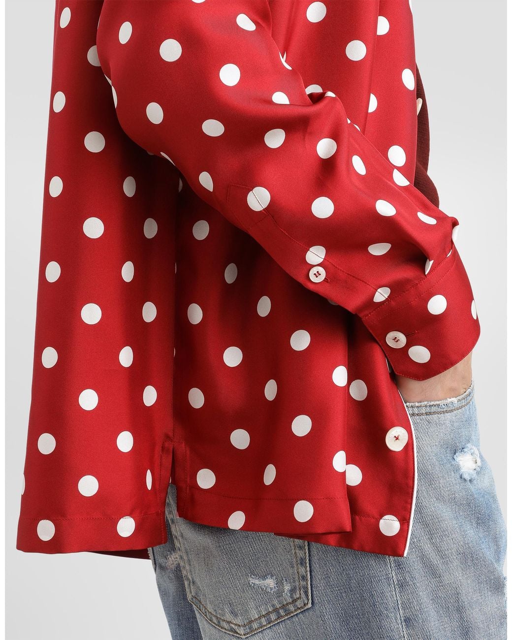 Dolce & Gabbana Red Polka Dot-Print Silk Twill Vanity Shirt for men