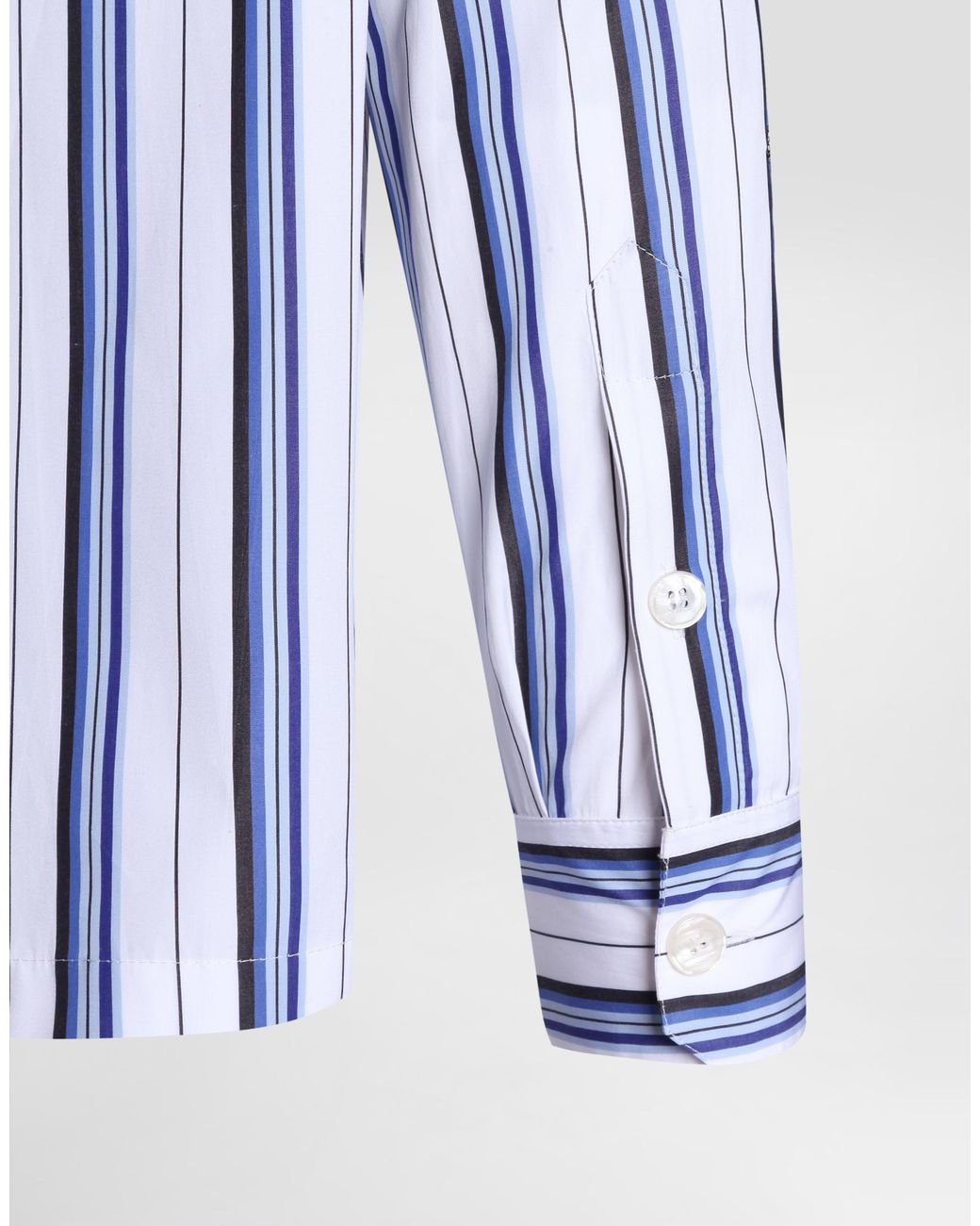 Dolce & Gabbana Blue Cotton And Silk Vanity Shirt With Embroidery for men