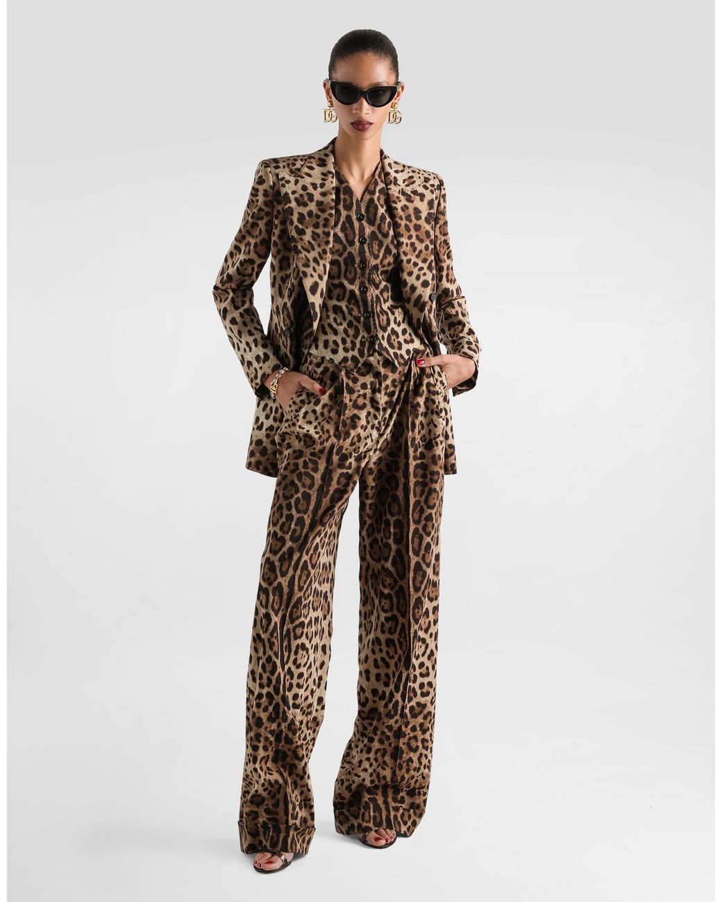 Dolce & Gabbana Natural Leo- Wool Trousers