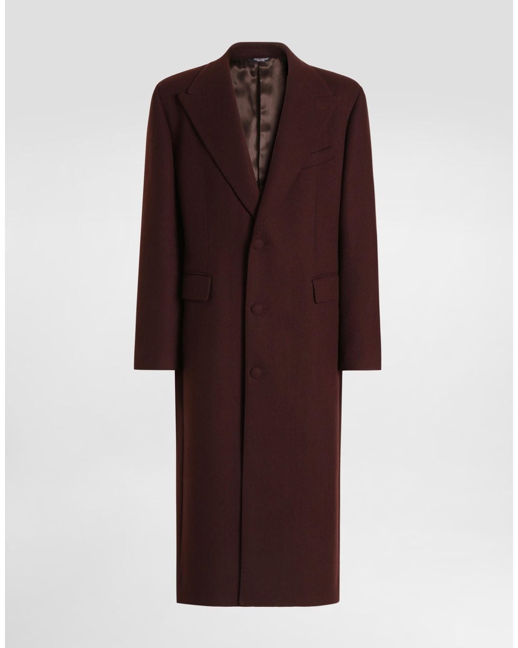 Dolce & Gabbana Purple Single-Breasted Virgin Wool Blend Coat for men
