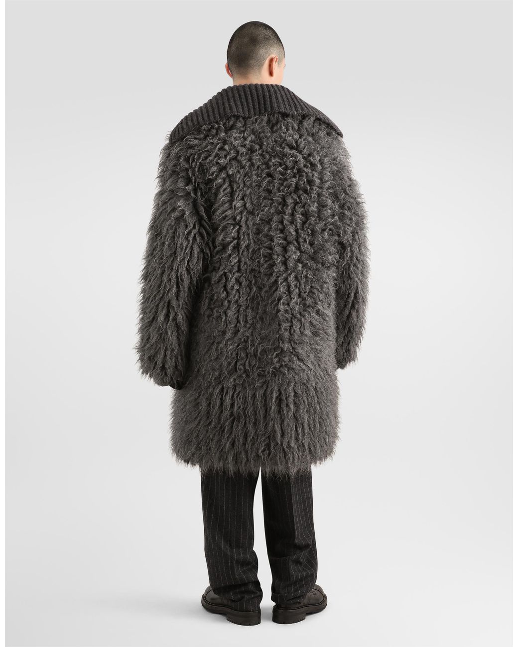 Dolce & Gabbana Gray Fur-Effect Mohair Cardigan for men