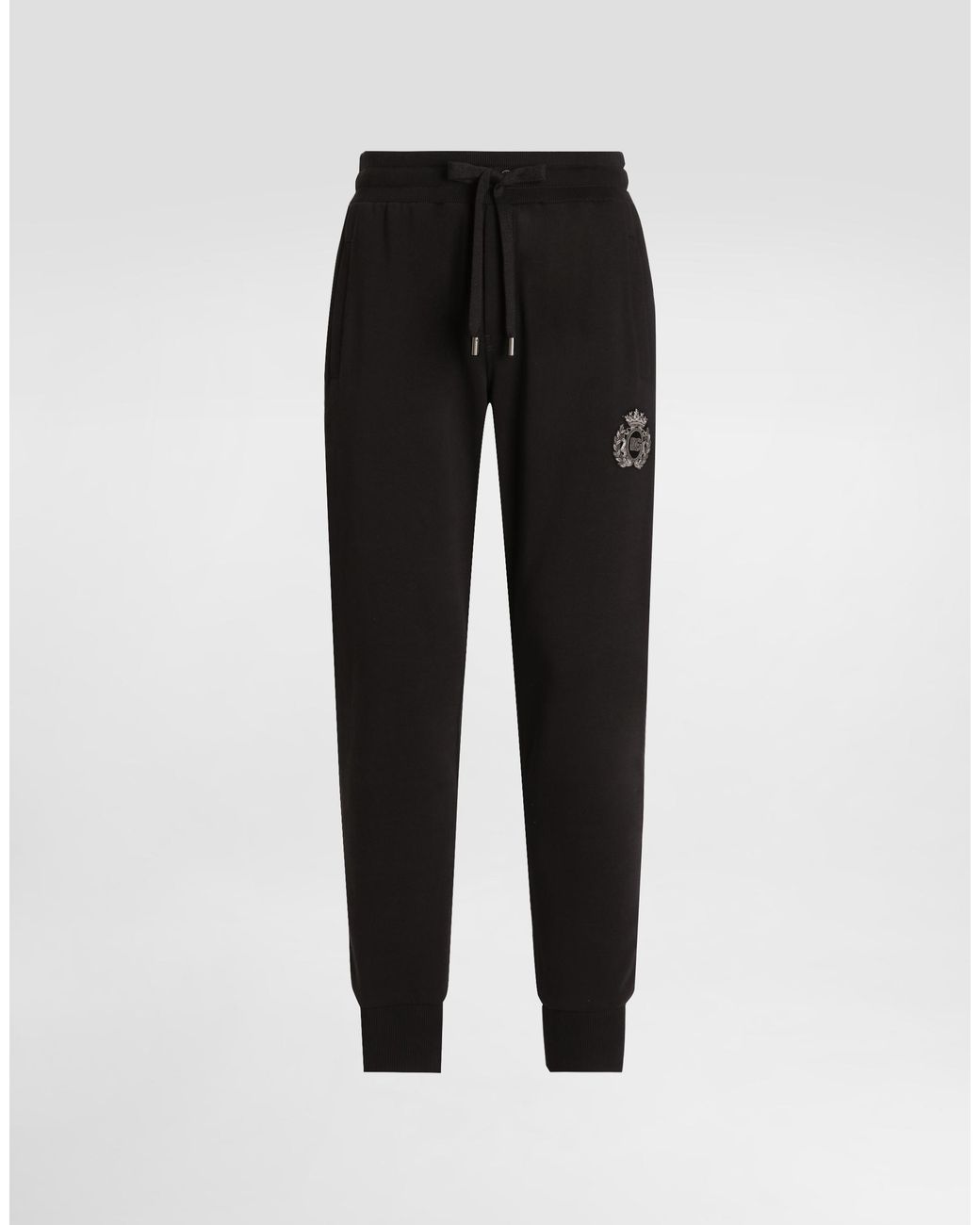 Dolce & Gabbana Black Jersey Trousers With Heraldic Patch for men