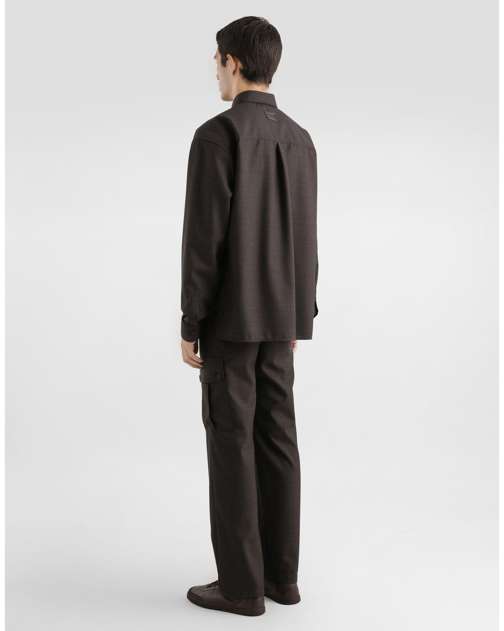 Dolce & Gabbana Black Virgin Wool Canvas Shirt for men