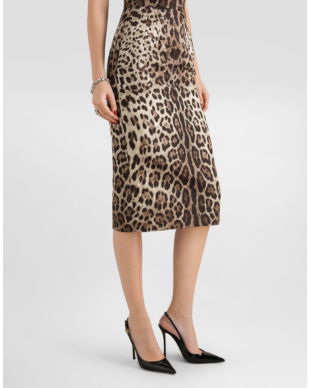 Dolce & Gabbana White Leo- Brocade Skirt