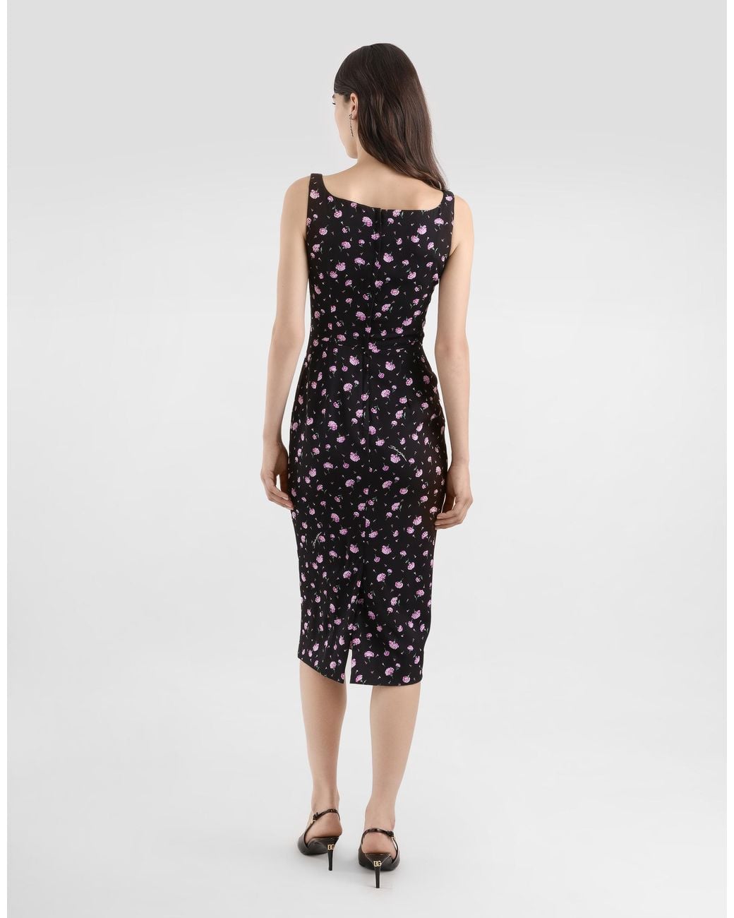 Dolce & Gabbana White Carnations-Print Sheath Dress
