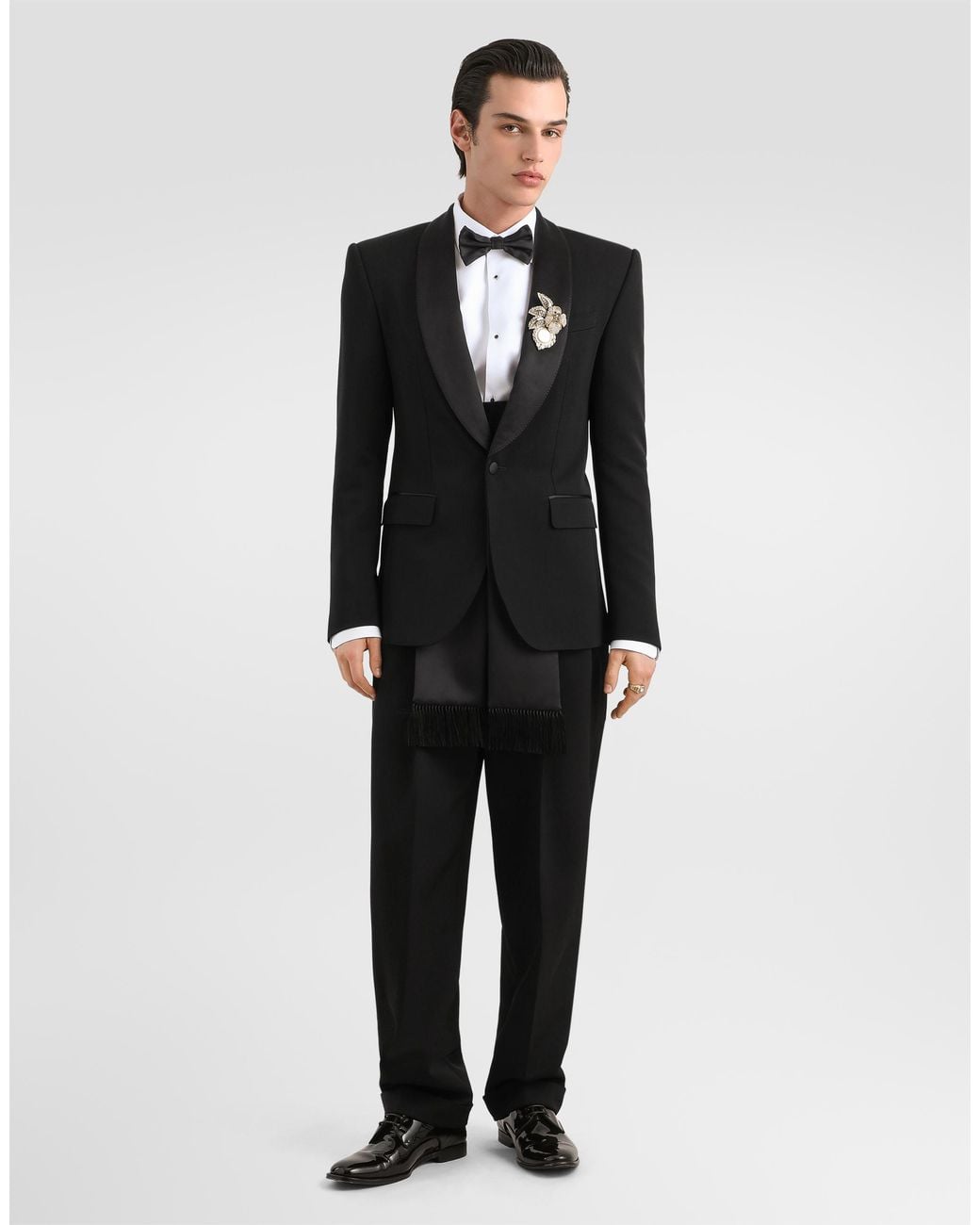 Dolce & Gabbana Black Wool Gabardine Trousers for men