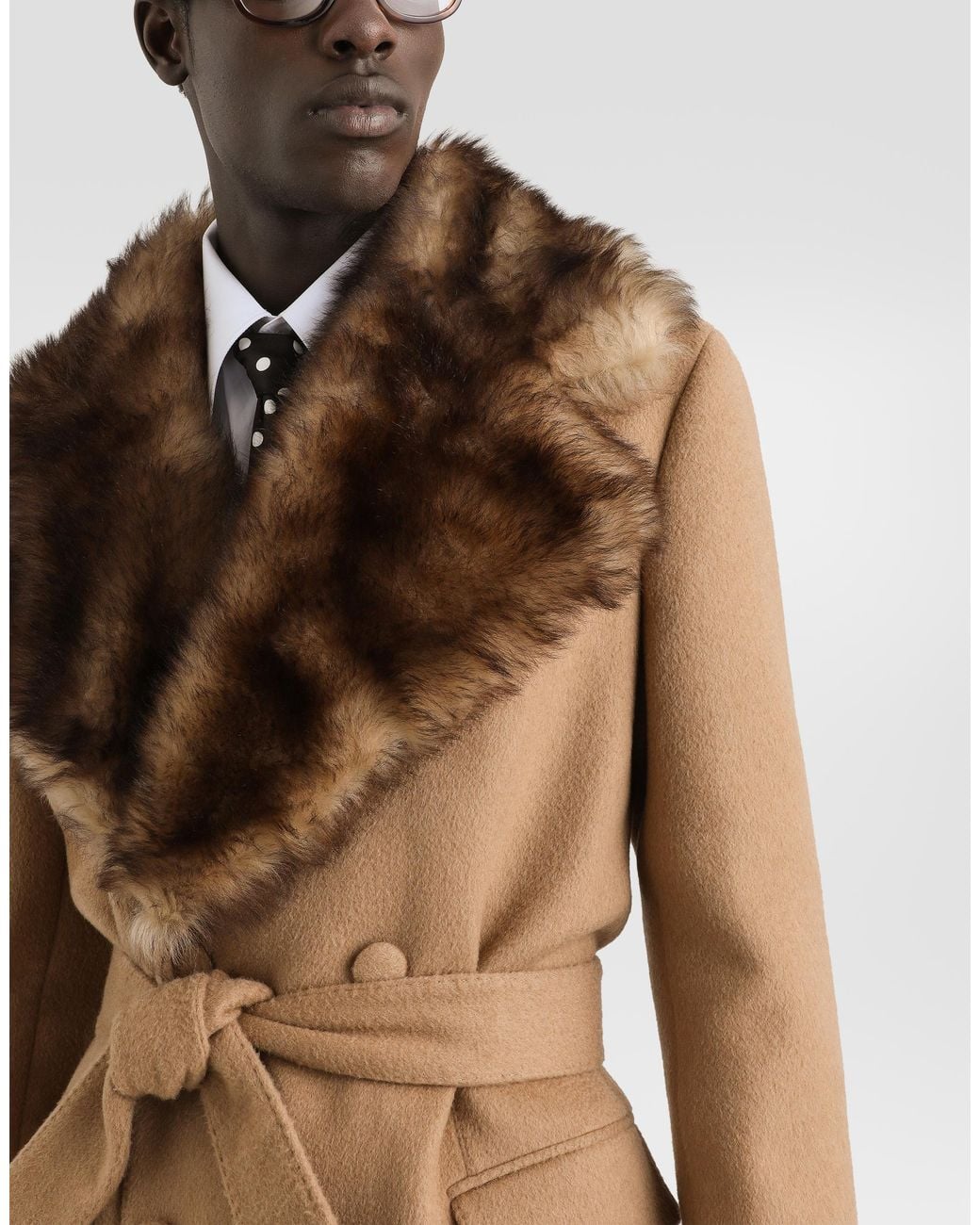 Dolce & Gabbana Natural Double-Breasted Coat for men