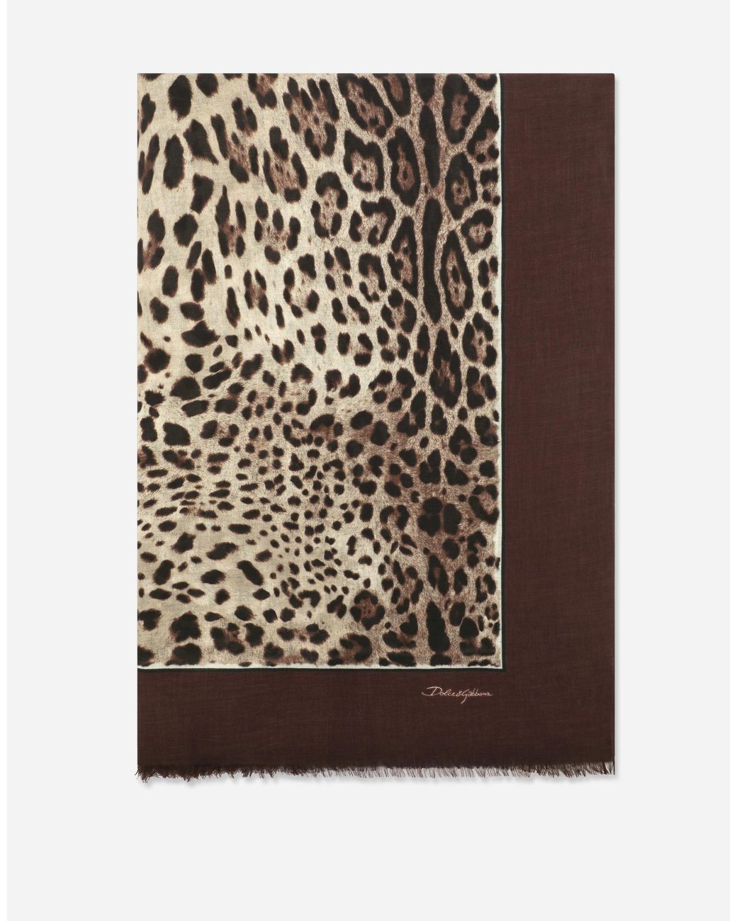 Dolce & Gabbana Brown Leopard-Print Modal And Cashmere Scarf (135X200)