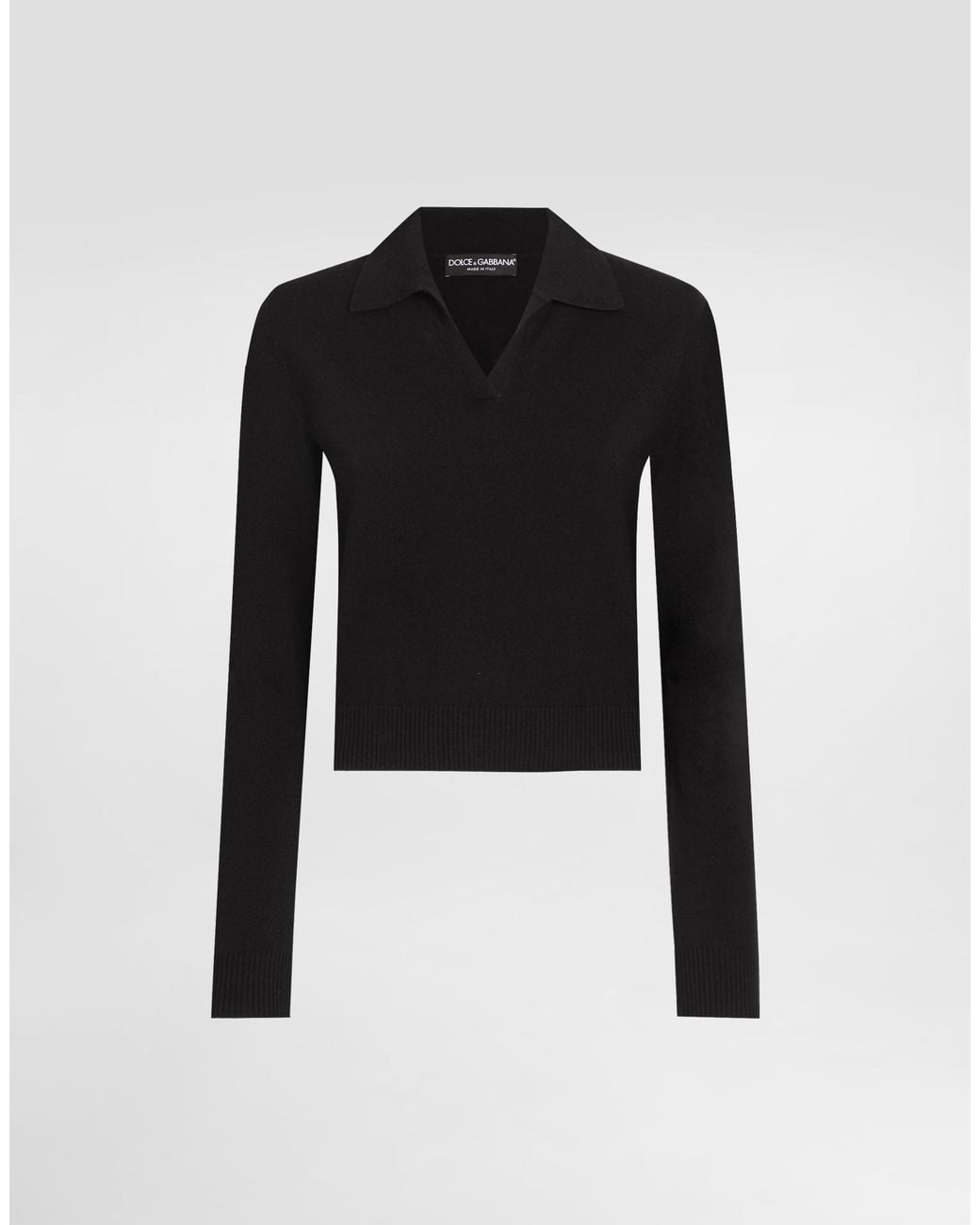 Dolce & Gabbana Black Cashmere Polo Pullover