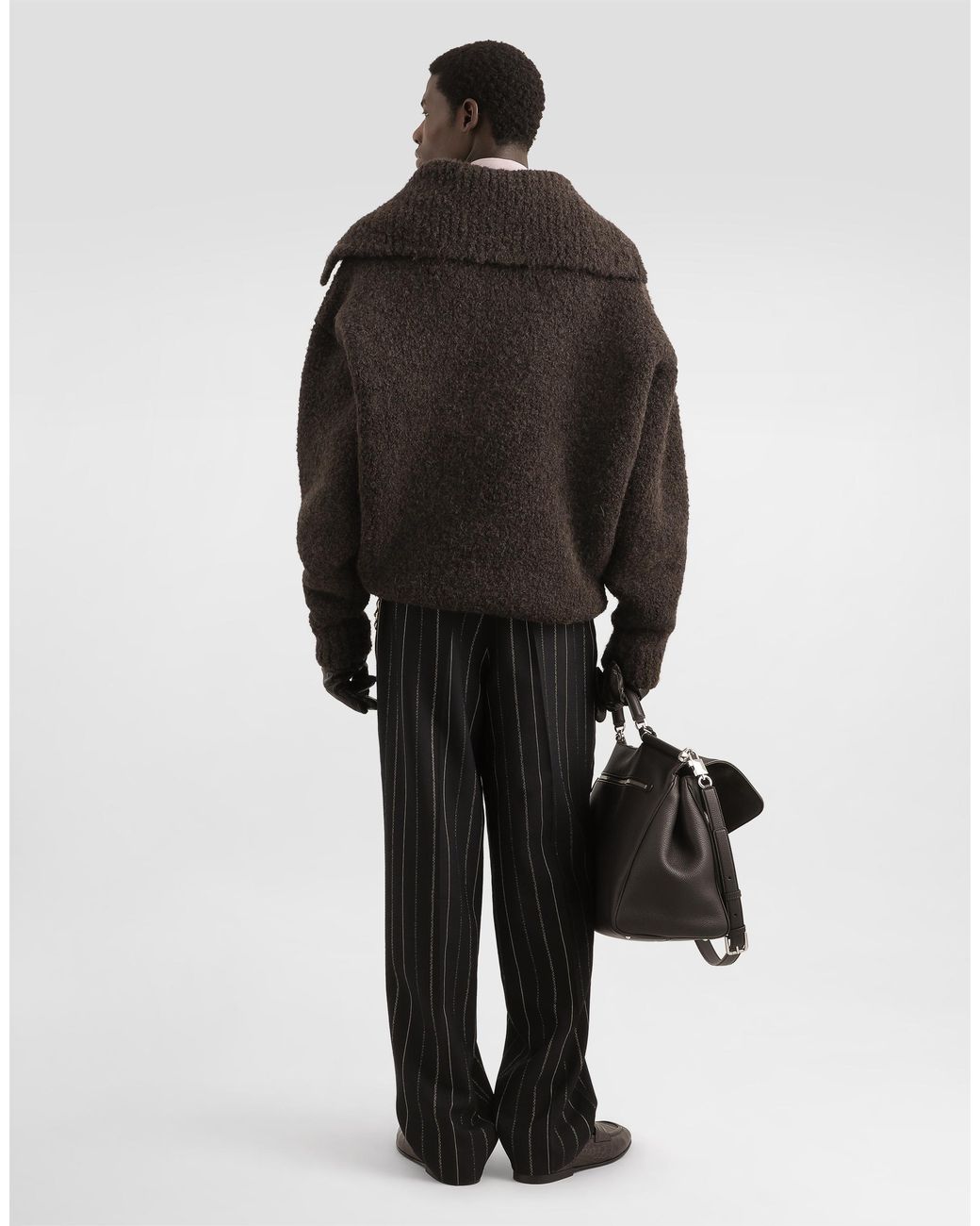 Dolce & Gabbana Black Virgin Wool Pinstripe Trousers for men