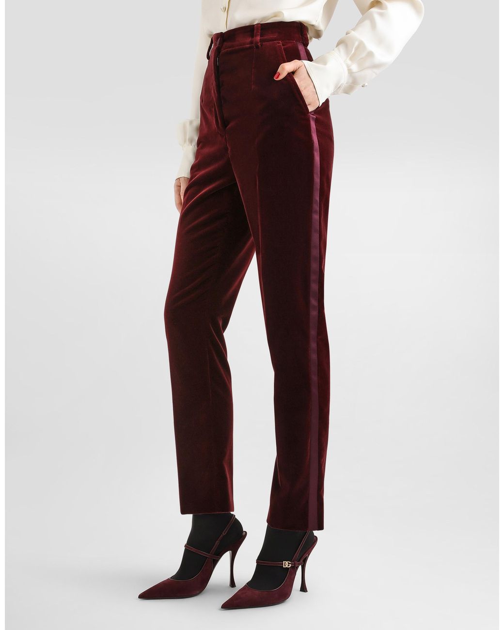 Dolce & Gabbana Red Velvet Trousers
