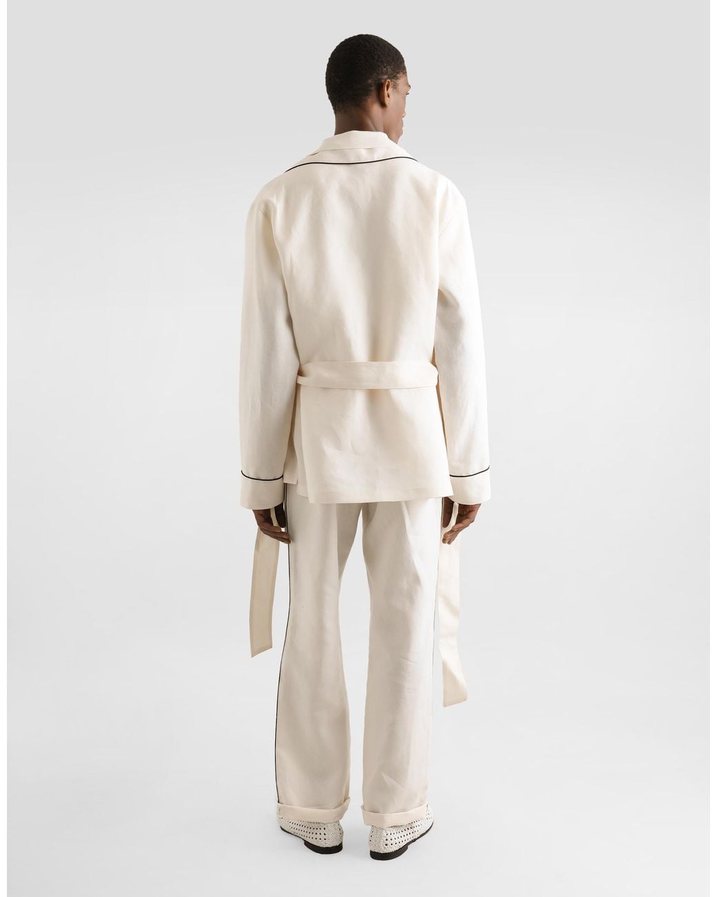 Dolce & Gabbana Pyjamajacke Aus Leinenstoff in Natural für Herren