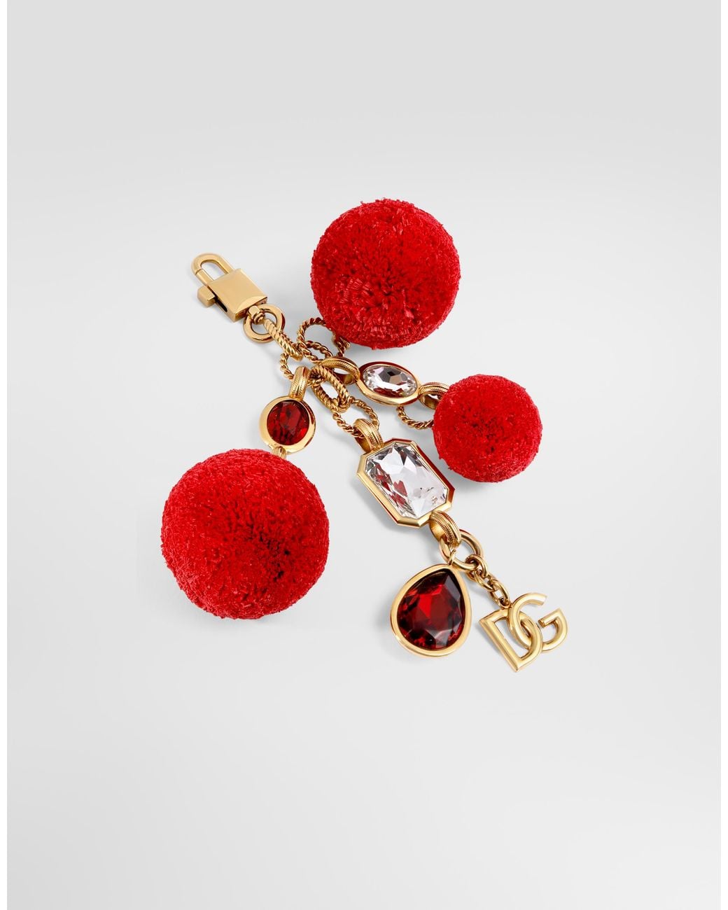 Dolce & Gabbana Red Metal Keychain With Charms