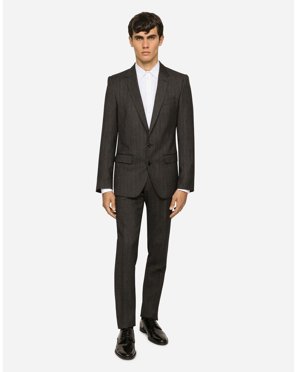 Dolce & Gabbana Black Single-Breasted Pinstripe Wool Martini-Fit Suit for men