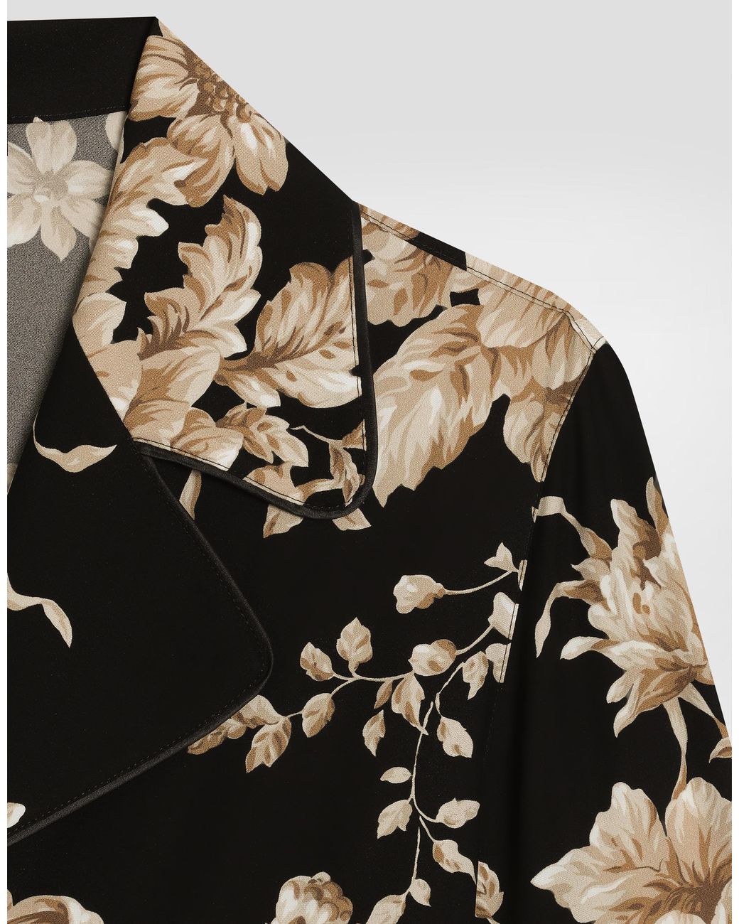 Dolce & Gabbana Black Rose- Silk Vanity Shirt