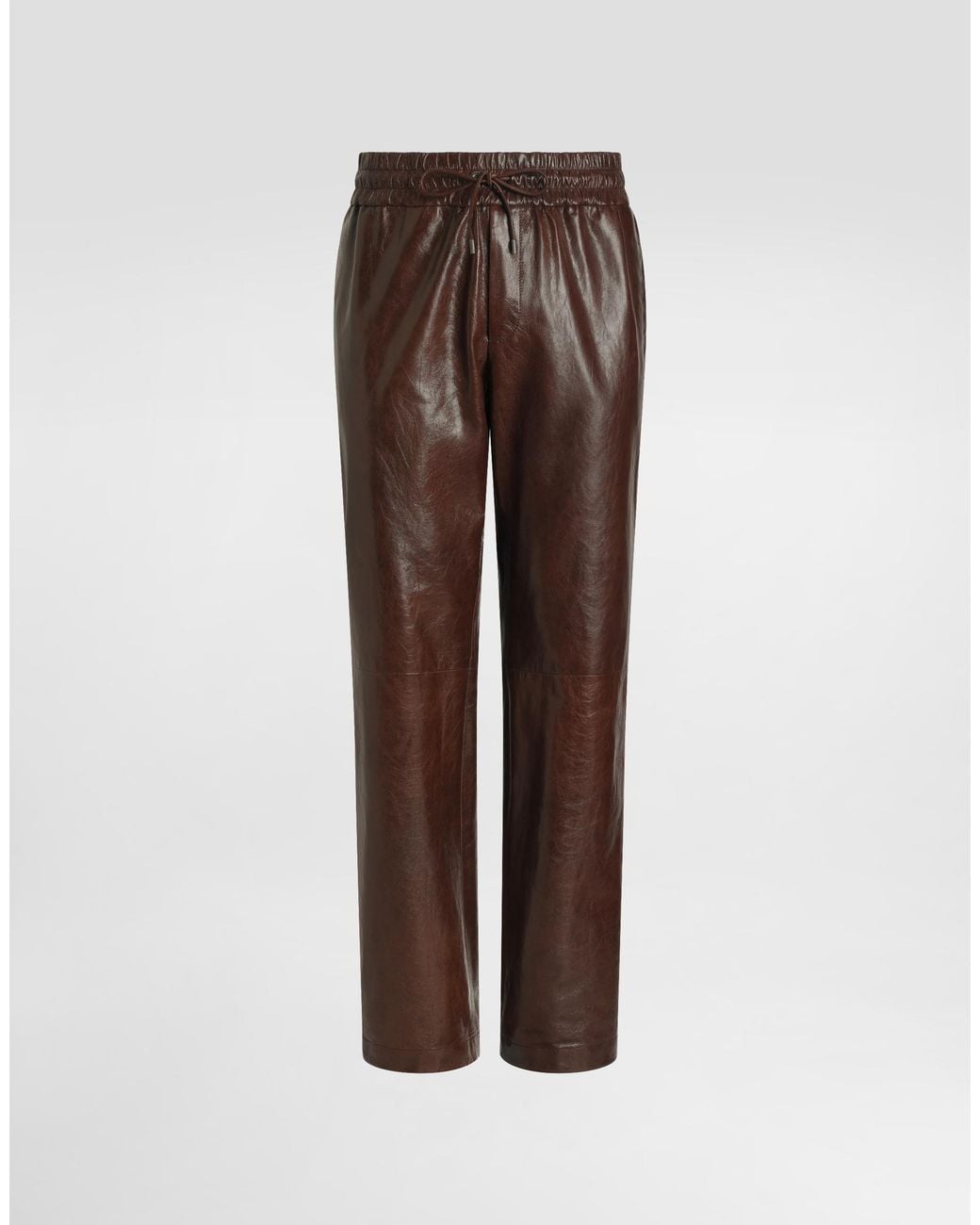 Dolce & Gabbana Brown Goatskin Jogging Trousers for men