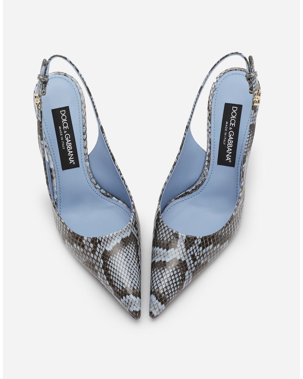 Dolce & Gabbana White Python Skin Slingbacks