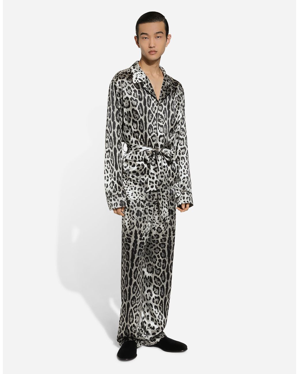 Dolce & Gabbana Multicolor Leopard- Satin Pants for men
