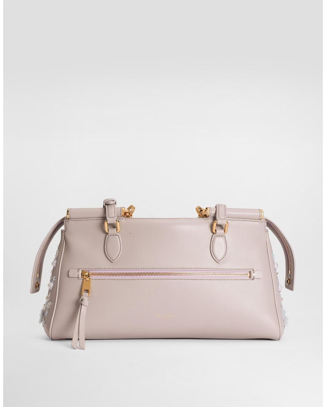 Dolce & Gabbana Natural Medium Vittoria Handbag With Embroidery