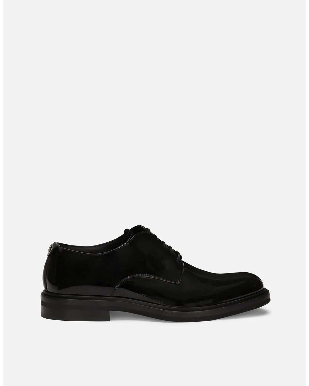 Dolce & Gabbana Black Calfskin Derby Shoes with Logo for men