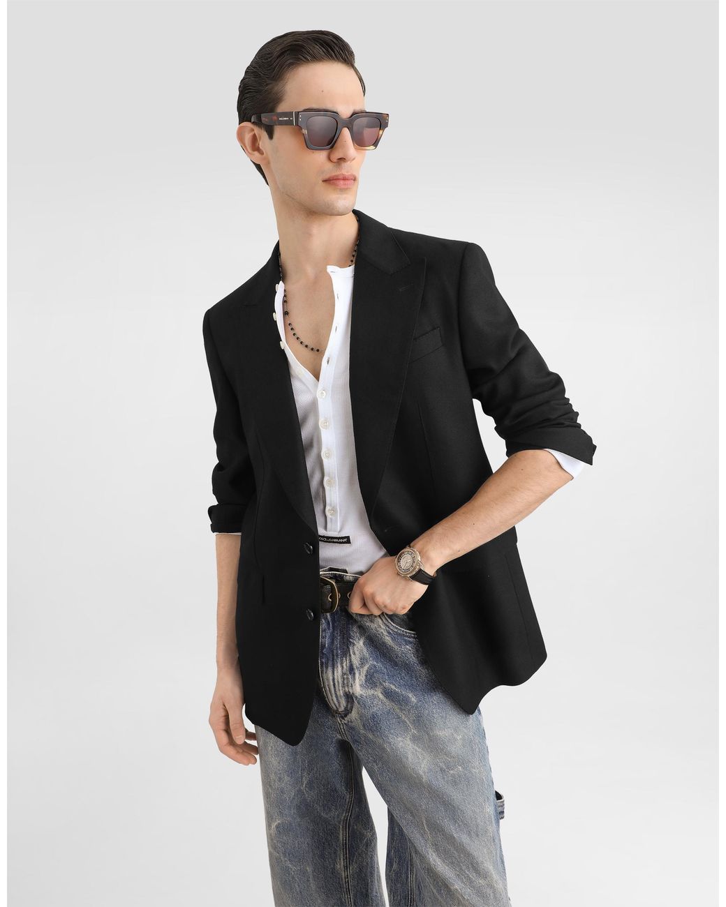 Dolce & Gabbana Black Sicilia Light Single-Breasted Viscose Jacket for men