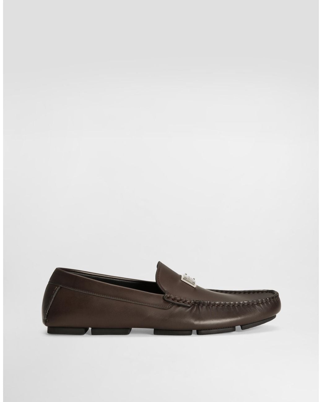 Dolce & Gabbana White Dg Driver Calfskin Loafers for men