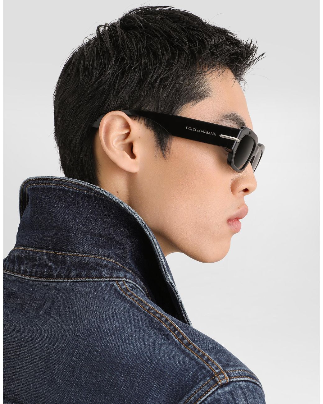 Dolce & Gabbana Blue Denim Jacket With Logo Patch� for men