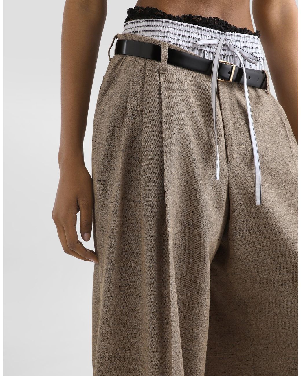 Dolce & Gabbana Natural Tweed-Effect Linen And Viscose Trousers