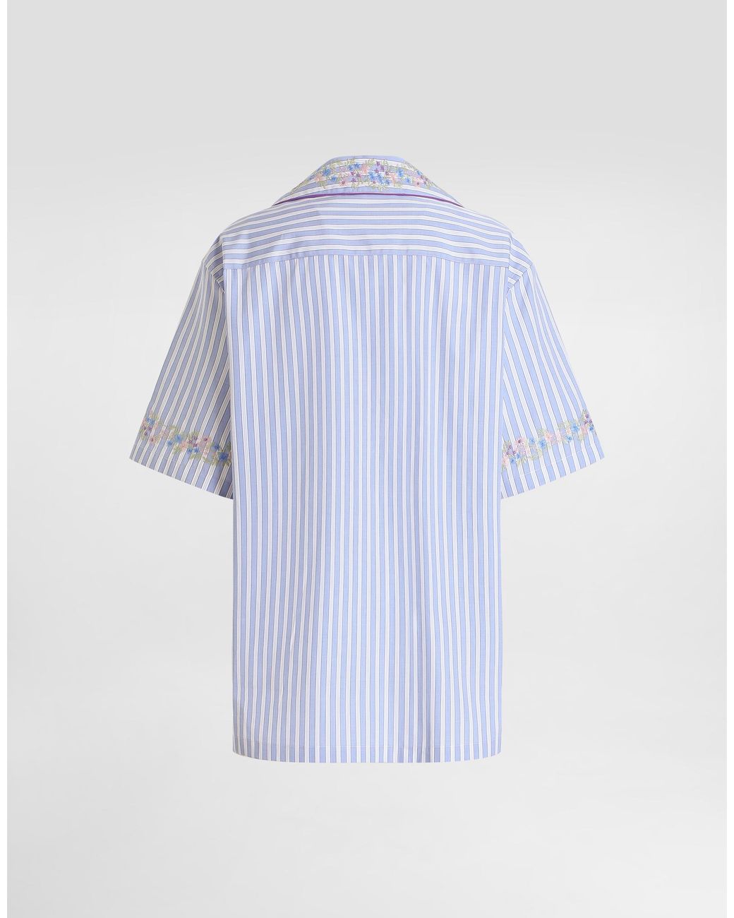 Dolce & Gabbana Blue Cotton Shirt With Flower Embroidery