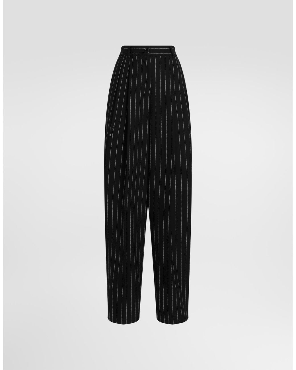 Dolce & Gabbana Black Pinstripe Virgin Wool Trousers