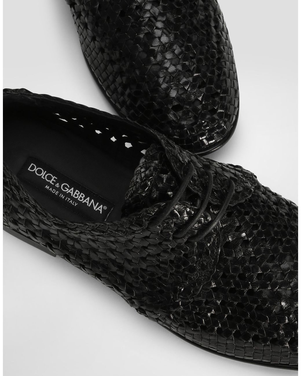 Dolce & Gabbana White Polished Goatskin Derby Shoes for men