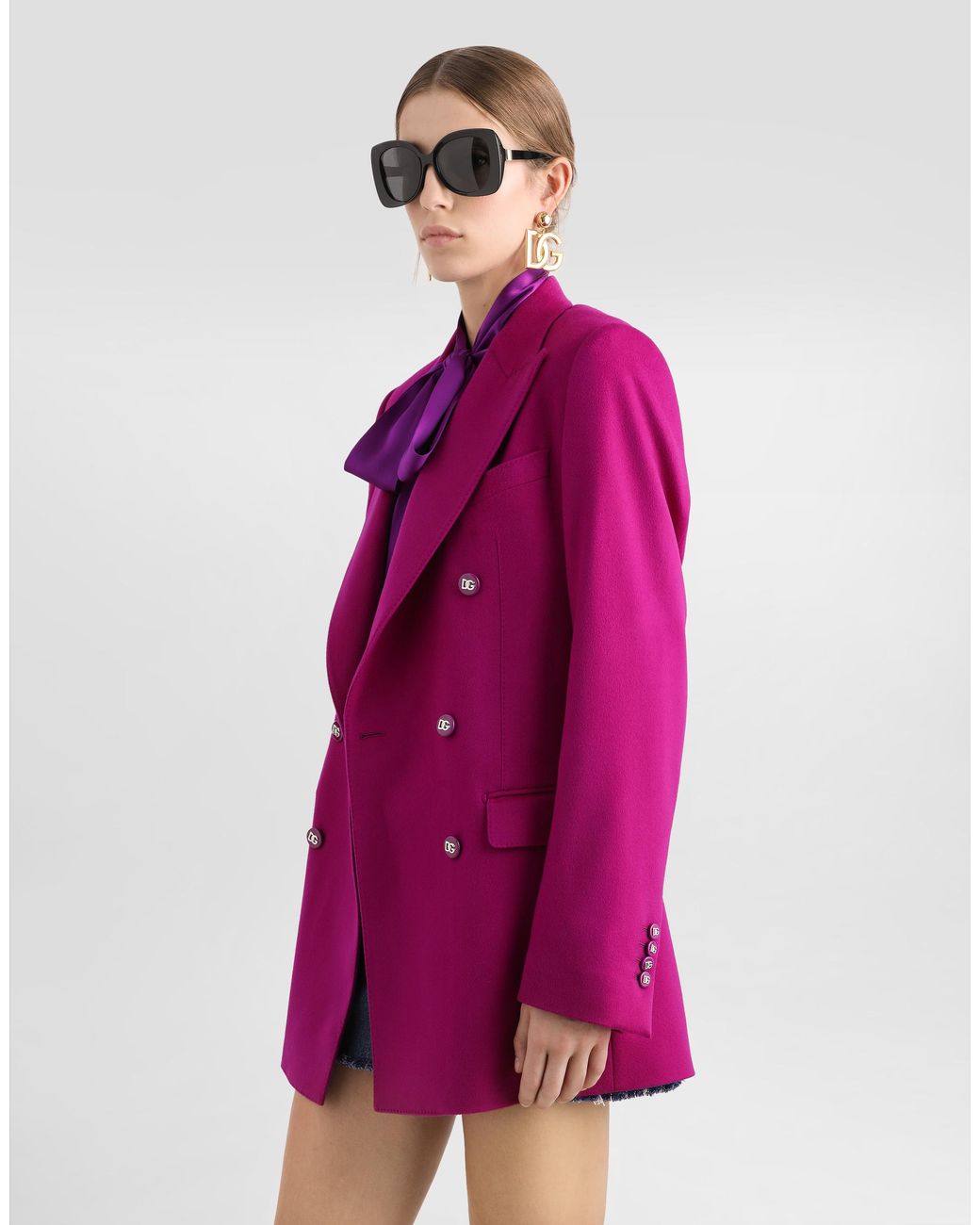 Dolce & Gabbana Pink Oversize Double-Breasted Cashmere Jacket