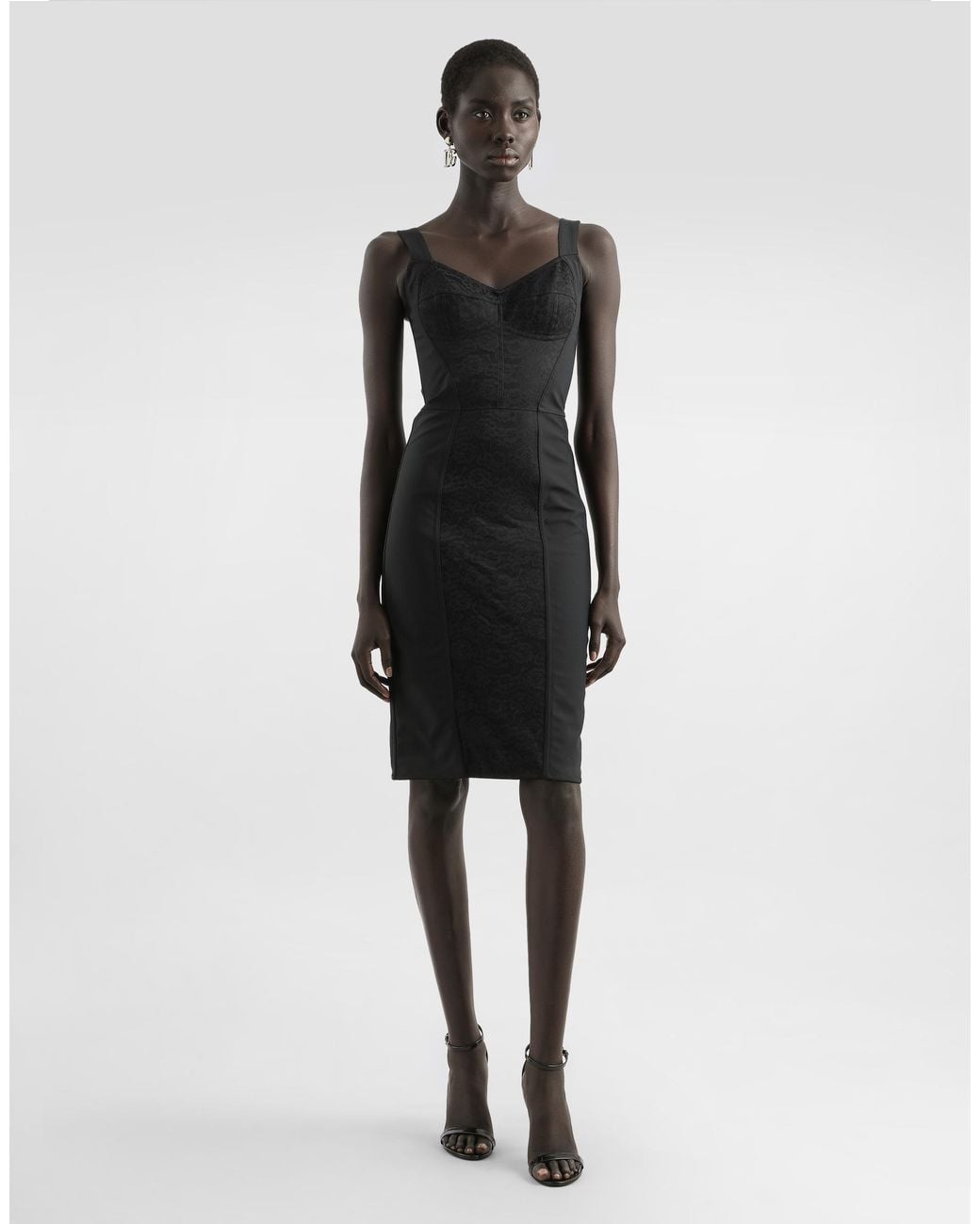 Dolce & Gabbana Black Corset-Style Midi Dress