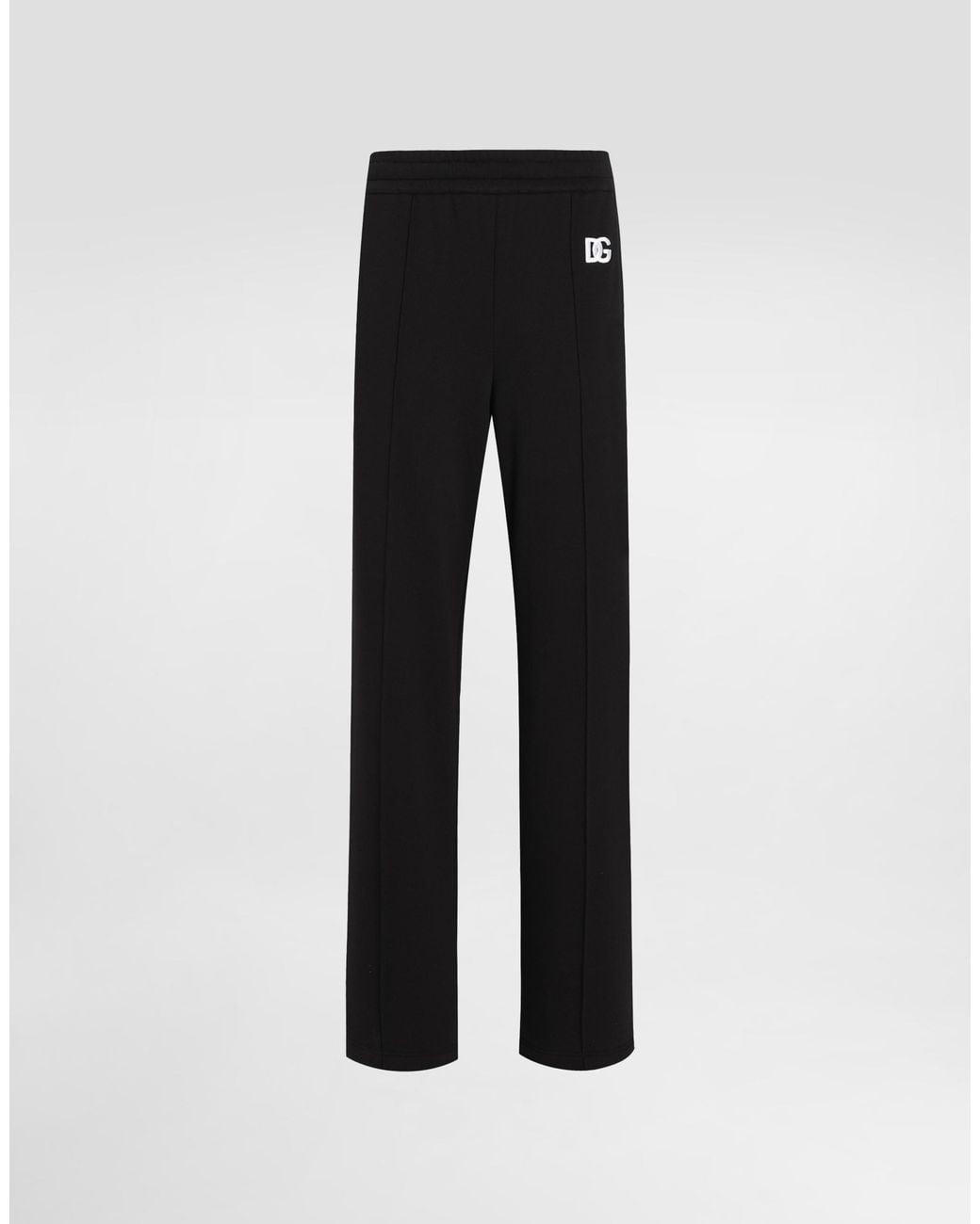 Dolce & Gabbana Black Flared Jersey Jogging Pants With Dg Logo Embroidery
