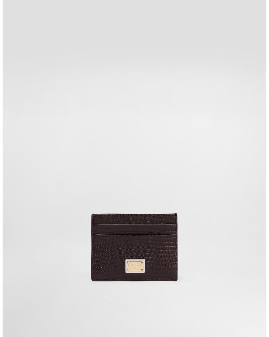 Dolce & Gabbana White Iguana-Print Leather Card Holder
