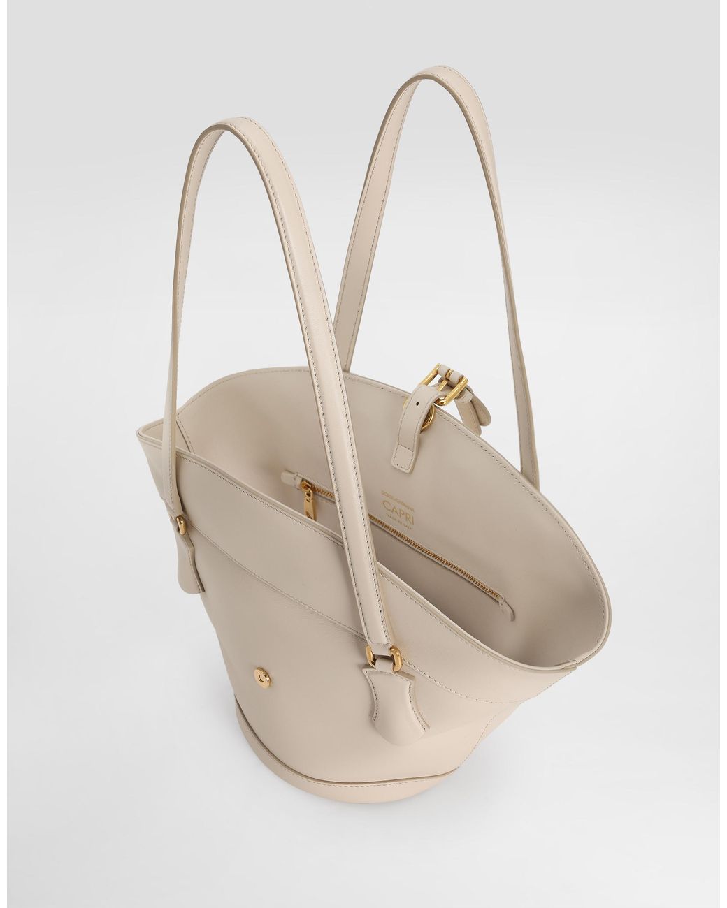 Dolce & Gabbana White Coffa Capri Leather Shoulder Bag
