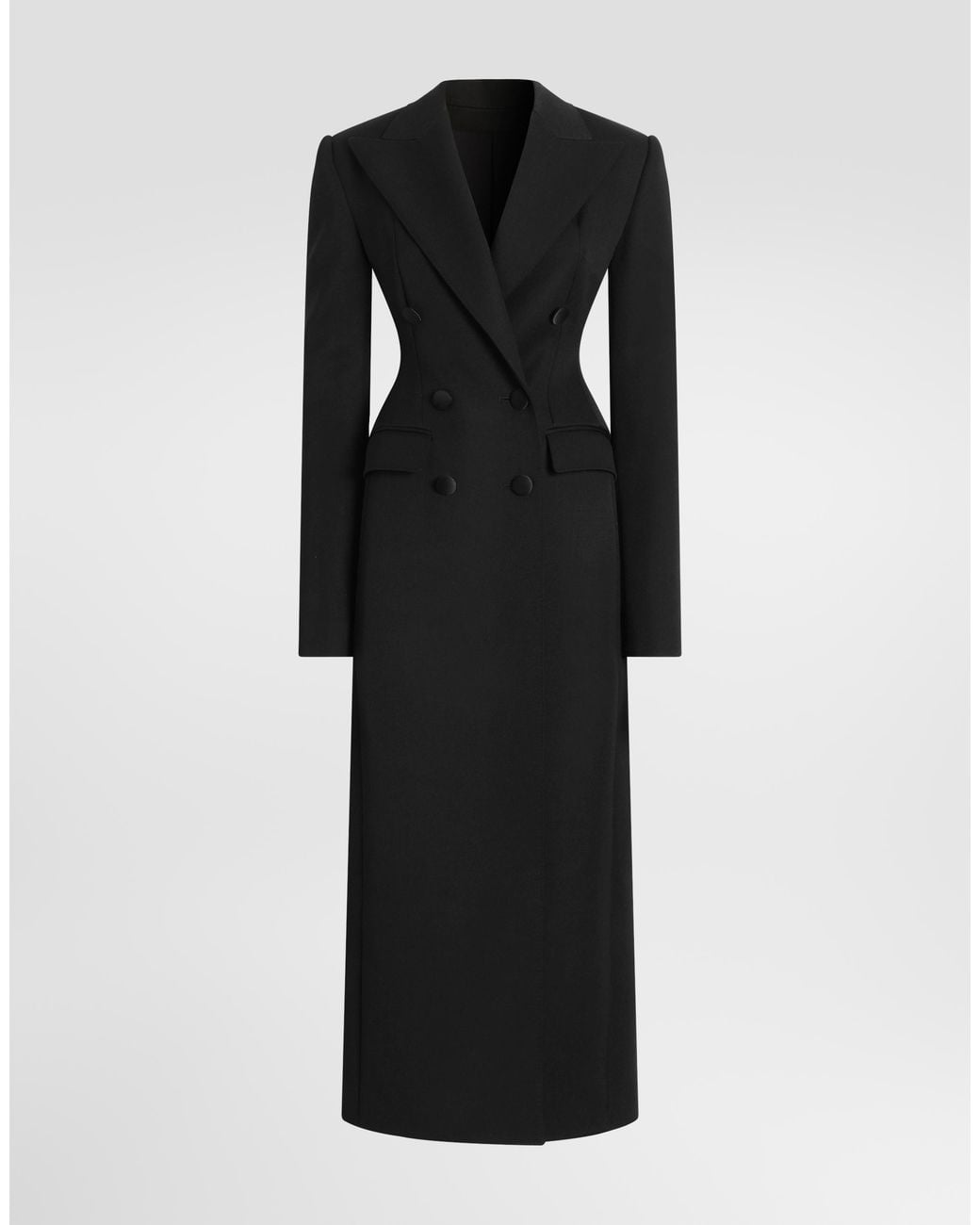 Dolce & Gabbana Black Wool Grain Poudré Coat