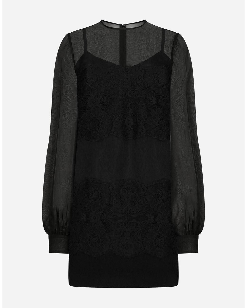 Dolce & Gabbana Black Organza Lace Inlay Mini Dress