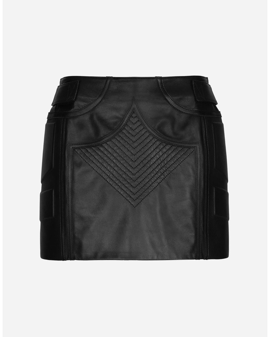 Dolce & Gabbana Black Nappa Leather Miniskirt