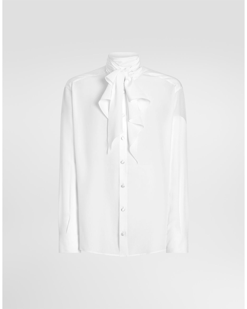 Dolce & Gabbana White Crêpe De Chine Silk Shirt for men