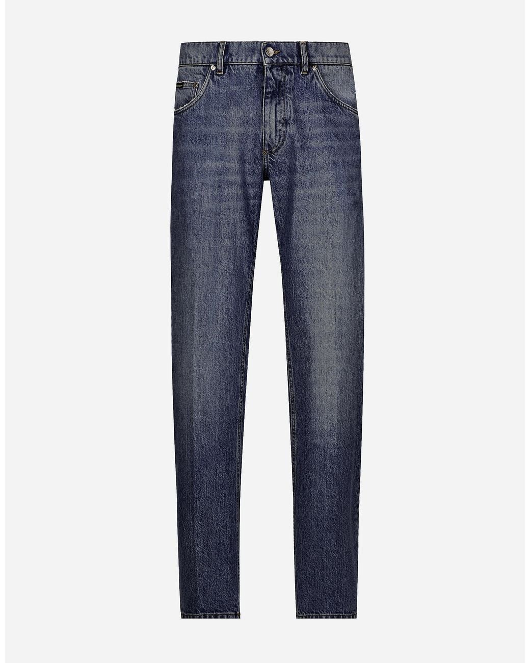Dolce & Gabbana Blue Classic Jeans With Dg Embroidery for men