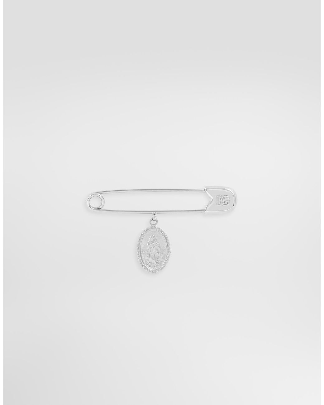 Dolce & Gabbana White Safety Pin With Charm for men