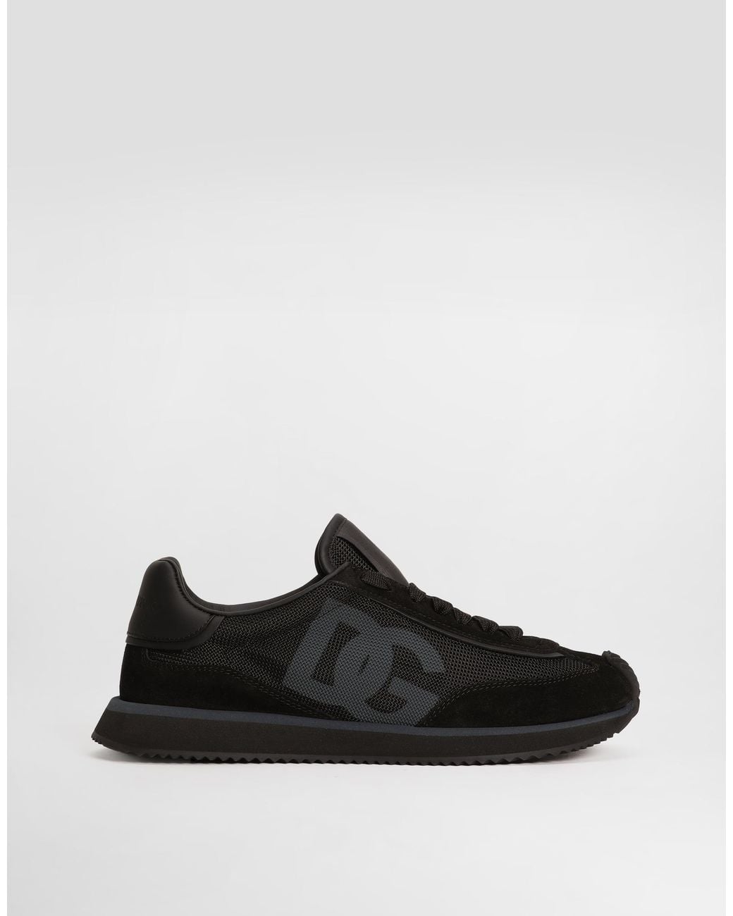Dolce & Gabbana Black Mixed-Material Dg Cushion Sneakers for men
