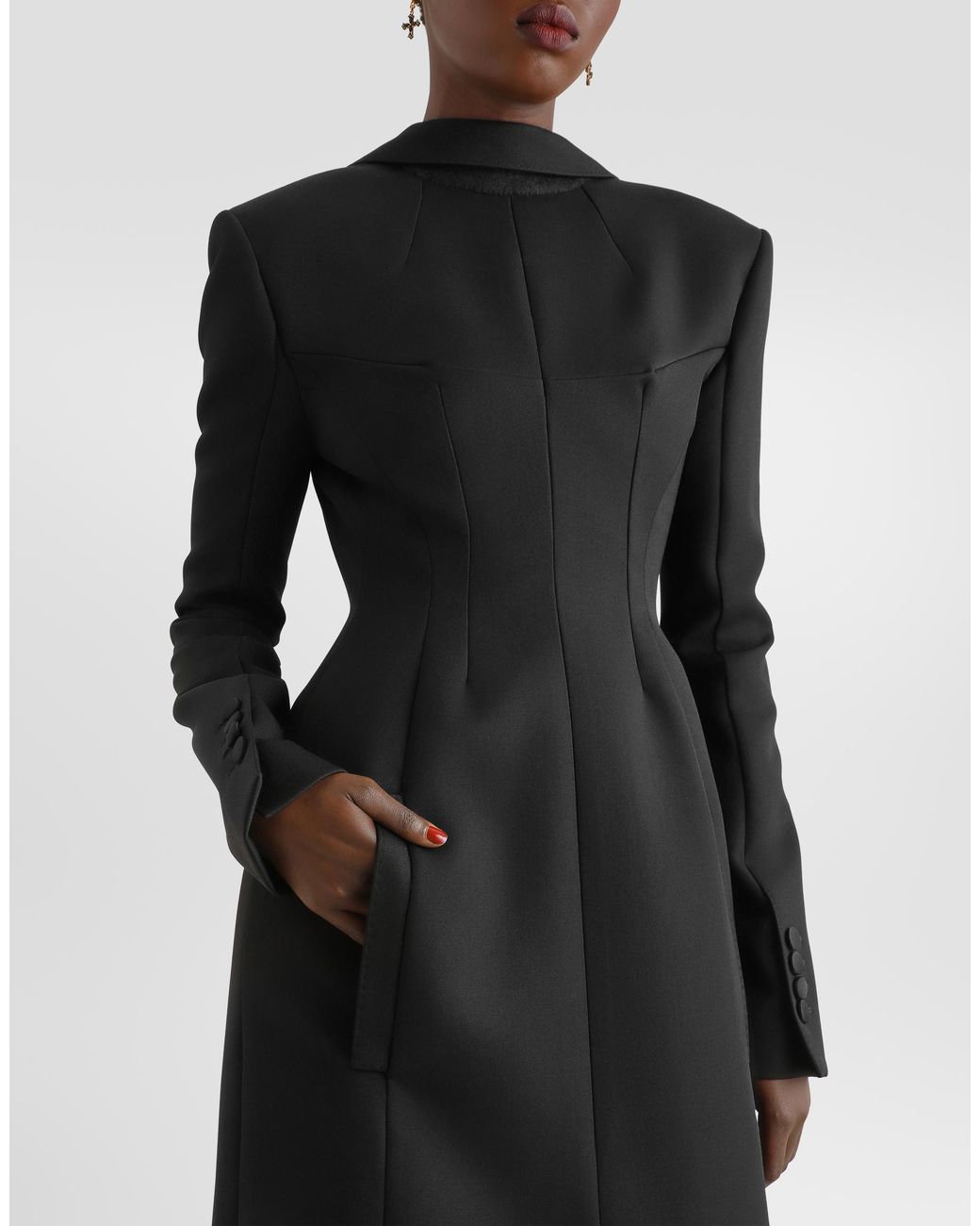 Dolce & Gabbana Black Wool Grain Poudré Coat