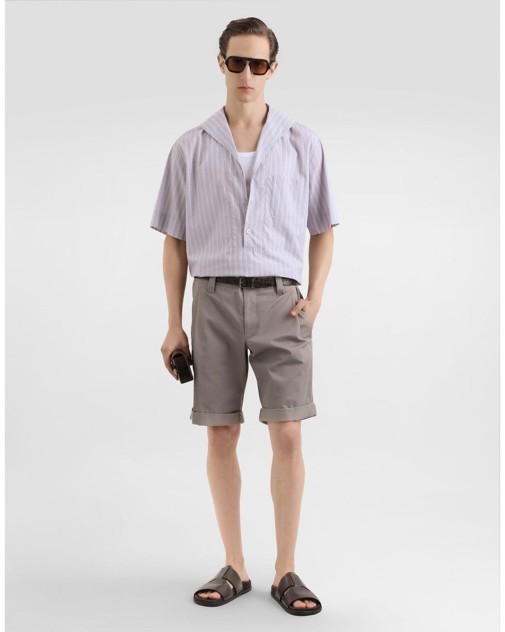 Dolce & Gabbana Blue Striped Cotton Poplin Shirt for men