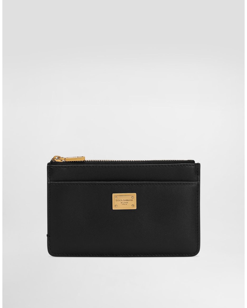 Dolce & Gabbana Black Card Holder With Zip And Tag