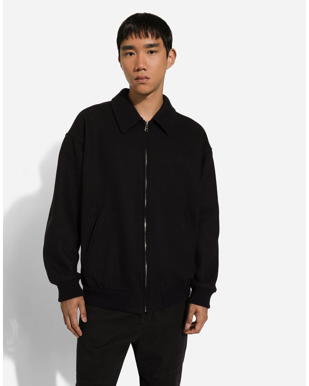 Dolce & Gabbana Black Wool-Blend Bomber Jacket for men